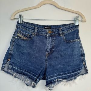 DIESEL DE SABY 0KARG Women Denim Jean Shorts Raw‎ Edge Vintage Slim Size 23